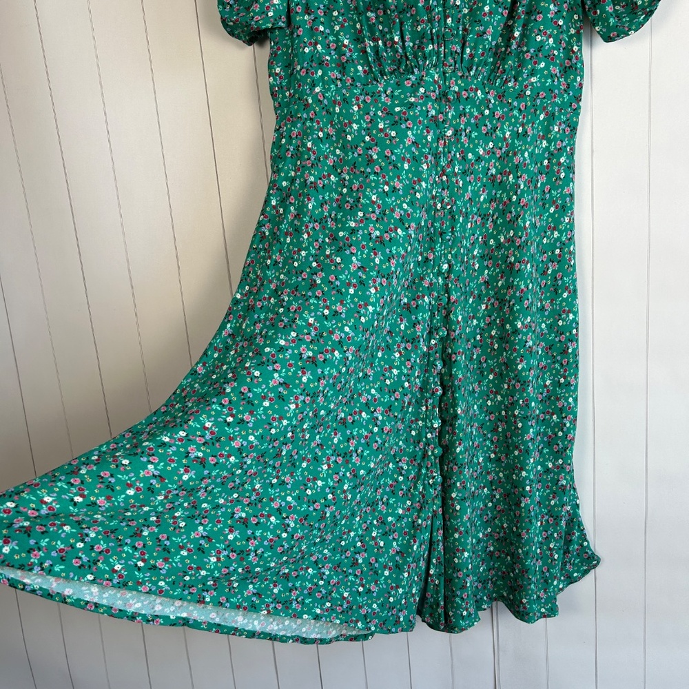 Ghost London size M Sabrina dress green ditsy floral buttoned puff sleeve midi - Picture 5 of 14